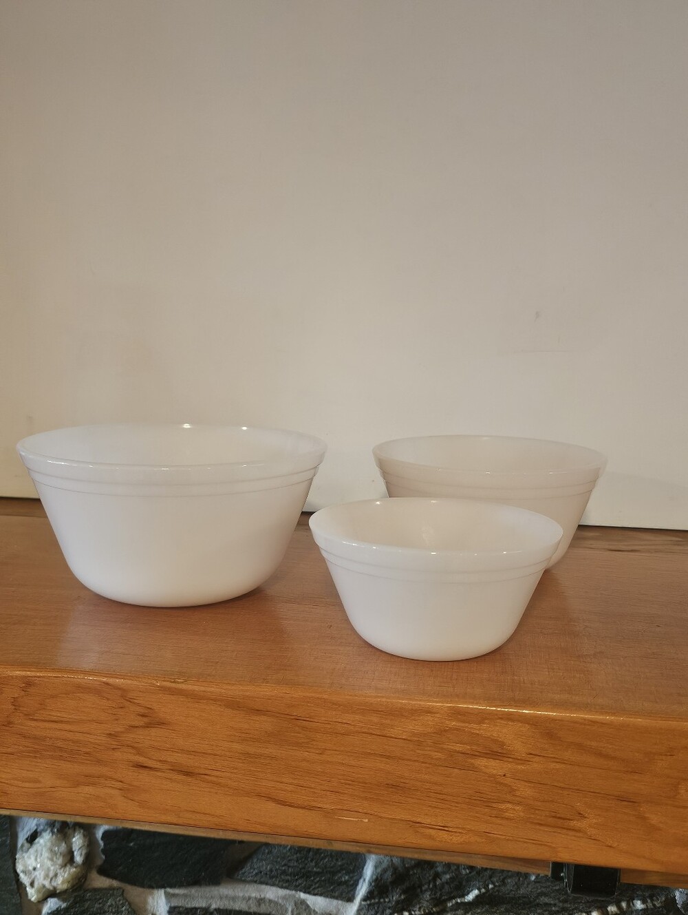 Vintage Federal Glass White Milk Glass Nesting Mixing Bowls Set of 3